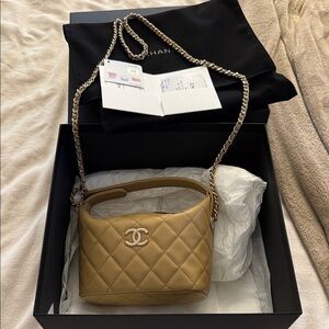Chanel Beige Quilted Shoulder Bag